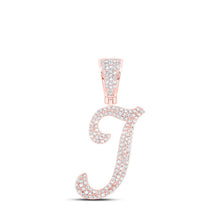 Load image into Gallery viewer, 10kt Rose Gold Men&#39;s Round Diamond I Initial Letter Charm Pendant - 5/8 Cttw | Splendid Jewellery - Alternate view 1 from Splendid Jewellery
