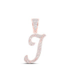 10kt Rose Gold Men's Round Diamond I Initial Letter Charm Pendant - 5/8 Cttw | Splendid Jewellery - Alternate view 1 from Splendid Jewellery