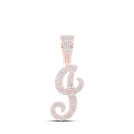 10kt Rose Gold Men's Diamond J Initial Letter Charm Pendant - 3/4 Cttw - Alternate view 1 from Splendid Jewellery