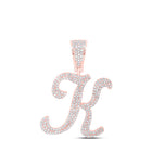 10kt Rose Gold Men's Diamond Initial Pendant - Stunning Charm with 1 Cttw of Round Diamonds - Alternate view 1 from Splendid Jewellery