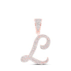 10kt Rose Gold Men's Round Diamond L Initial Charm Pendant 7/8 Cttw - A Dazzling Statement of Style and Elegance - Alternate view 1 from Splendid Jewellery