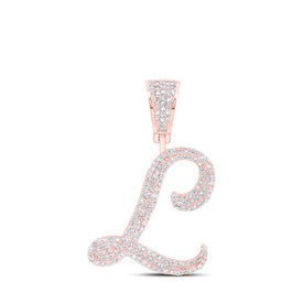 10kt Rose Gold Men's Round Diamond L Initial Charm Pendant 7/8 Cttw - A Dazzling Statement of Style and Elegance - Alternate view 1 from Splendid Jewellery