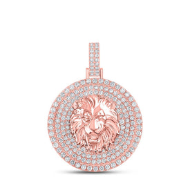 Exquisite 10kt Rose Gold Lion Face Diamond Charm Pendant - 2-1/2 Cttw - Alternate view 1 from Splendid Jewellery