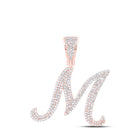 10kt Rose Gold Mens Round Diamond M Initial Letter Charm Pendant 1-1/5 Cttw | Splendid Jewellery - Alternate view 1 from Splendid Jewellery