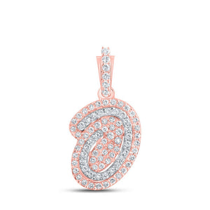 Men's Diamond Charm Pendant | 10kt Rose Gold Mens Round Diamond O Initial Letter Charm Pendant 1/5 Cttw | Splendid Jewellery GND