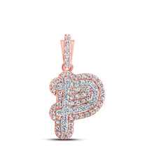 Load image into Gallery viewer, 10kt Rose Gold Men&#39;s Diamond P Initial Charm Pendant - A Captivating Piece of Splendid Jewellery - Alternate view 1 from Splendid Jewellery