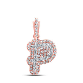 10kt Rose Gold Men's Diamond P Initial Charm Pendant - A Captivating Piece of Splendid Jewellery - Alternate view 1 from Splendid Jewellery