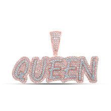 Load image into Gallery viewer, 10kt Rose Gold Men&#39;s Diamond QUEEN Charm Pendant - 1 Cttw | Splendid Jewellery - Alternate view 1 from Splendid Jewellery