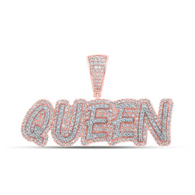10kt Rose Gold Men's Diamond QUEEN Charm Pendant - 1 Cttw | Splendid Jewellery - Alternate view 1 from Splendid Jewellery