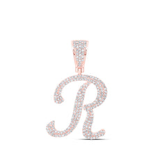 Load image into Gallery viewer, 10kt Rose Gold Men&#39;s Round Diamond R Initial Letter Charm Pendant - Captivating and Luxurious Jewelry - Alternate view 1 from Splendid Jewellery