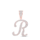 10kt Rose Gold Men's Round Diamond R Initial Letter Charm Pendant - Captivating and Luxurious Jewelry - Alternate view 1 from Splendid Jewellery