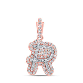 10kt Rose Gold Men's Diamond R Initial Letter Charm Pendant - 1/5 Cttw - Alternate view 1 from Splendid Jewellery