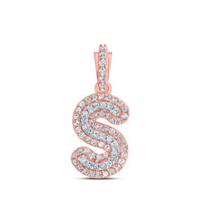 Load image into Gallery viewer, 10kt Rose Gold Men&#39;s Diamond S Initial Letter Charm Pendant - Elegant and Timeless Jewelry Piece - Alternate view 1 from Splendid Jewellery
