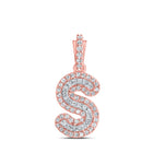 10kt Rose Gold Men's Diamond S Initial Letter Charm Pendant - Elegant and Timeless Jewelry Piece - Alternate view 1 from Splendid Jewellery