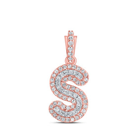 10kt Rose Gold Men's Diamond S Initial Letter Charm Pendant - Elegant and Timeless Jewelry Piece - Alternate view 1 from Splendid Jewellery