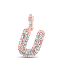 Load image into Gallery viewer, 10kt Rose Gold Men&#39;s Diamond U Initial Pendant - Exquisite Charm Necklace for Men - Alternate view 1 from Splendid Jewellery