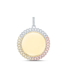 Load image into Gallery viewer, 10kt Tri-Tone Gold Men&#39;s Diamond Memory Circle Charm Pendant - 2 Cttw - Alternate view 1 from Splendid Jewellery