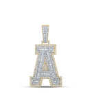 10kt Two-tone Gold Men's Baguette Diamond A Initial Letter Charm Pendant 1-7/8 Cttw - Alternate view 1 from Splendid Jewellery