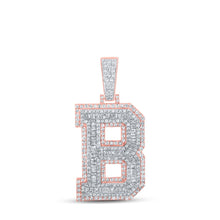 Load image into Gallery viewer, 10kt Two-tone Gold Men&#39;s Baguette Diamond B Initial Charm Pendant - 2-1/5 Cttw - Alternate view 1 from Splendid Jewellery