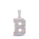 10kt Two-tone Gold Men's Baguette Diamond B Initial Charm Pendant - 2-1/5 Cttw - Alternate view 1 from Splendid Jewellery