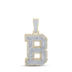 10kt Two-tone Gold Baguette Diamond B Initial Pendant - Masculine Elegance at its Finest - Alternate view 1 from Splendid Jewellery