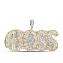 Load image into Gallery viewer, 10kt Two-tone Gold Baguette Diamond BOSS Charm Pendant - 6-3/4 Cttw - Alternate view 1 from Splendid Jewellery