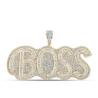 10kt Two-tone Gold Baguette Diamond BOSS Charm Pendant - 6-3/4 Cttw - Alternate view 1 from Splendid Jewellery
