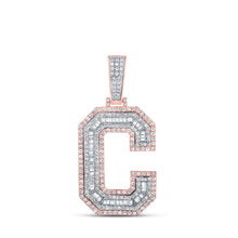 Load image into Gallery viewer, 10kt Two-tone Gold Men&#39;s Baguette Diamond C Initial Charm Pendant - 1-3/4 Cttw - Alternate view 1 from Splendid Jewellery