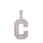10kt Two-tone Gold Men's Baguette Diamond C Initial Charm Pendant - 1-3/4 Cttw - Alternate view 1 from Splendid Jewellery