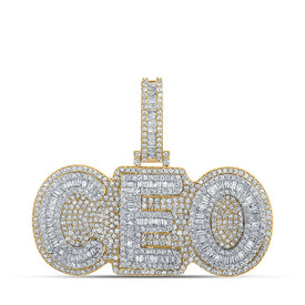 10kt Two-tone Gold Baguette Diamond CEO Charm Pendant - 2-1/3 Cttw - Alternate view 1 from Splendid Jewellery