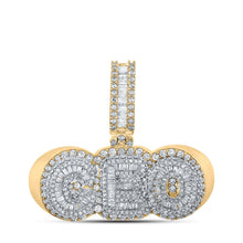 Load image into Gallery viewer, Elegant 10kt Two-tone Gold Baguette Diamond CEO Charm Pendant - 3 Cttw - Alternate view 1 from Splendid Jewellery