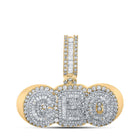 Elegant 10kt Two-tone Gold Baguette Diamond CEO Charm Pendant - 3 Cttw - Alternate view 1 from Splendid Jewellery