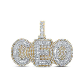 10kt Two-tone Gold Men's Baguette Diamond CEO Charm Pendant - 5 Cttw | Splendid Jewellery - Alternate view 1 from Splendid Jewellery
