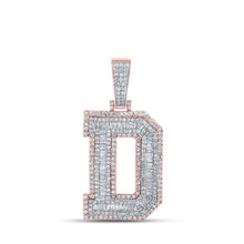 Load image into Gallery viewer, 10kt Two-tone Gold Mens Baguette Diamond D Initial Letter Charm Pendant 2-1/3 Cttw - Alternate view 1 from Splendid Jewellery