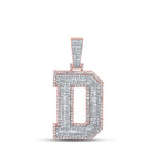 10kt Two-tone Gold Mens Baguette Diamond D Initial Letter Charm Pendant 2-1/3 Cttw - Alternate view 1 from Splendid Jewellery