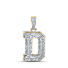 Load image into Gallery viewer, 10kt Two-tone Gold Baguette Diamond D Initial Letter Charm Pendant - 2-1/3 Cttw - Alternate view 1 from Splendid Jewellery