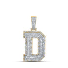 10kt Two-tone Gold Baguette Diamond D Initial Letter Charm Pendant - 2-1/3 Cttw - Alternate view 1 from Splendid Jewellery