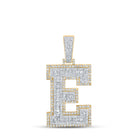 10kt Two-tone Gold Men's Baguette Diamond E Letter Charm Pendant - 2-1/6 Cttw - Alternate view 1 from Splendid Jewellery