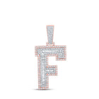 10kt Two-tone Gold Men's Baguette Diamond F Initial Letter Charm Pendant - 1-1/2 Cttw - Alternate view 1 from Splendid Jewellery