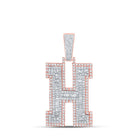 10kt Two-tone Gold Men's Baguette Diamond H Initial Charm Pendant - 2 Cttw - Alternate view 1 from Splendid Jewellery