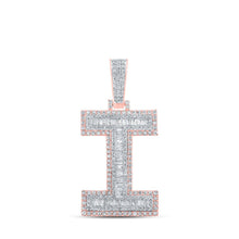Load image into Gallery viewer, 10kt Two-tone Gold Men&#39;s Baguette Diamond I Initial Letter Charm Pendant 1-3/4 Cttw - Alternate view 1 from Splendid Jewellery