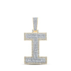 10kt Two-tone Gold Mens Baguette Diamond I Initial Letter Charm Pendant - 1-3/4 Cttw | Splendid Jewellery - Alternate view 1 from Splendid Jewellery