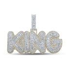 10kt Two-tone Gold Baguette and Round Diamond King Charm Pendant - 5-1/4 Cttw - Alternate view 1 from Splendid Jewellery
