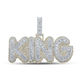 10kt Two-tone Gold Baguette and Round Diamond King Charm Pendant - 5-1/4 Cttw - Alternate view 1 from Splendid Jewellery