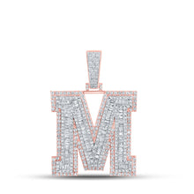 Load image into Gallery viewer, 10kt Two-tone Gold Baguette Diamond M Initial Charm Pendant - 2-7/8 Cttw - Alternate view 1 from Splendid Jewellery