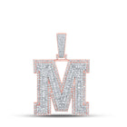 10kt Two-tone Gold Baguette Diamond M Initial Charm Pendant - 2-7/8 Cttw - Alternate view 1 from Splendid Jewellery
