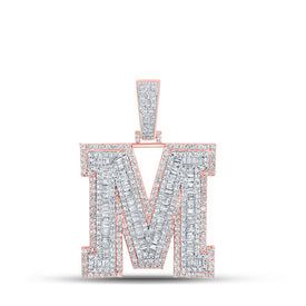 10kt Two-tone Gold Baguette Diamond M Initial Charm Pendant - 2-7/8 Cttw - Alternate view 1 from Splendid Jewellery