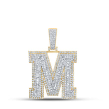 Load image into Gallery viewer, 10kt Two-tone Gold Baguette Diamond M Initial Letter Charm Pendant - 2-7/8 Cttw - Alternate view 1 from Splendid Jewellery