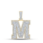 10kt Two-tone Gold Baguette Diamond M Initial Letter Charm Pendant - 2-7/8 Cttw - Alternate view 1 from Splendid Jewellery