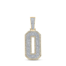 Load image into Gallery viewer, 10kt Two-tone Gold Baguette Diamond Number 0 Charm Pendant for Men - 1-3/4 Cttw - Alternate view 1 from Splendid Jewellery